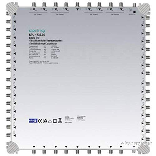 Axing SPU 1732 06 multiomkopplare 17 i 32 "DiSEqC" multiswitch kaskad utbyggbar SAT aktiv ljusgrå 7611682005523