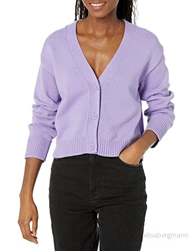 Amazon Essentials dam avslappnad passform V ringad beskuren kofta, lila, X Large 196433793456