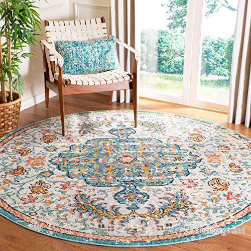 Safavieh Modern chic matta för vardagsrum, matsal, sovrum Madison Collection, kort lugg, grå och ljusblå, 122 x cm 195058920995