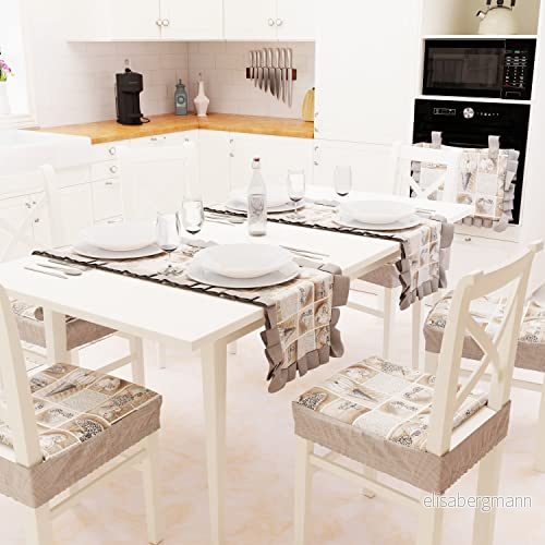 PETTI Artigiani Italiani Runner Bord, i Bomull, 1st Köksbord eller vardagsrum 40 x 140 cm Lydia Svart 100% Made in Italy 5056411145330