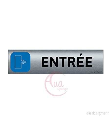 Tryckt borstad aluminiumdörrskylt mått 200 x 50 mm dubbelsidigt lim på baksidan UV tryck direkt aluminium (inga emot limning) (vänster ingång) 3666180038522
