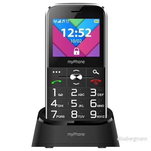 MP myPhone Halo C 2,2 tum seniormobil mobiltelefon utan avtal med stora knappar, ficklampa, laddningsstation, dubbla SIM, Bluetooth, stort batteri 1900 mAh, kamera svart 5902983609315