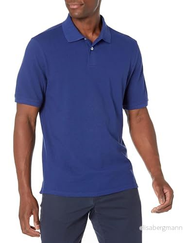 Amazon Essentials mäns Regular-Fit Cotton Pique pikétröja (Finns i stora och långa), marinblå, Large 842354100124