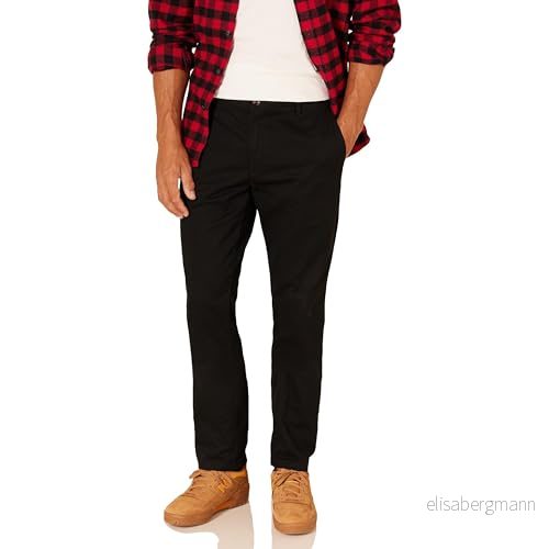Amazon Essentials Herr Slim Fit Skrynkelbeständig platt framsida Chino byxa, svart, 29 B x 32 L 191770236147