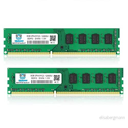 16 GB DDR3 RAM (2 x 8 GB) PC3 -12800U DDR3-1600 UDIMM 2Rx8 DIMM 1600 MHz SDRAM 240-pin 1,5 V CL11 icke-ECC stationär PC arbetsminnessats 794604521916