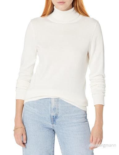 Amazon Essentials Women's Lätt långärmad tröja med polokrage klassisk passform (finns i plusstorlek), Elfenbensvit, 1X 196433586980