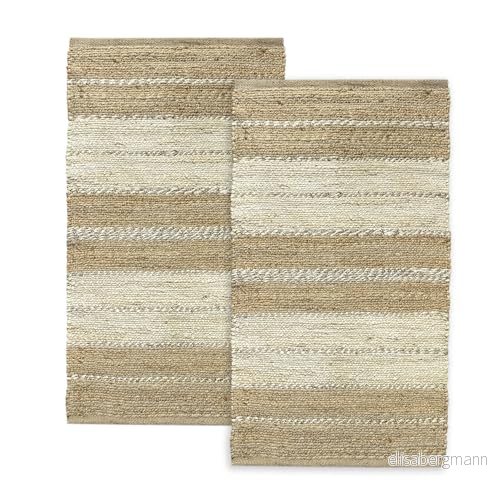 HAMID - Pack Nur jutemattor 2 st x 150 80 cm, 100% naturlig jutefiber, mjuk matta, handvävd, vardagsrumsmatta, matsal, sovrum, hall, entré, (D3, cm) 8436616701901