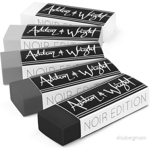 Ashton and Wright Classic Eraser Latex Free Plastic Rubber (Grey Tones, Pack of 5) 5056225277159