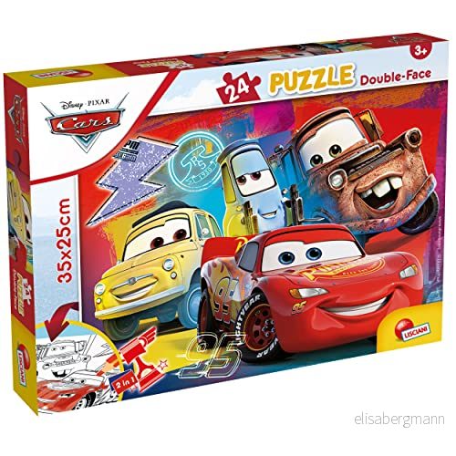 LISCIANI DISNEY CARS 24 bitar 2 i 1 dubbelsidigt pussel Tillbaka till färg Utvecklar kreativitet och finmotorik För barn från 3 år Tillverkad Italien 8008324099498