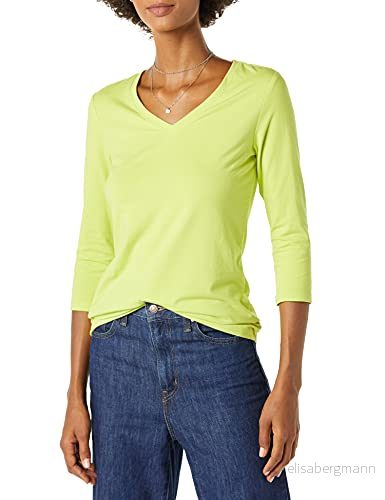 Amazon Essentials Women's V ringad T shirt klassisk passform med kvartsärmar (finns i plusstorlek), Limegrön, XL 195111697628