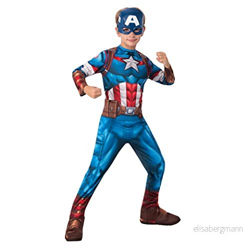 Rubie's officiella dräkt Captain America, Marvels Avengers, klassisk, för barn, superhjältekläder, storlek S Halloween 883028442133