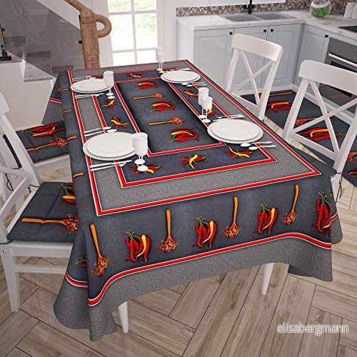 PETTI Artigiani Italienska - Bordsduk Bordsskiva Kök Ritning Chili X12-sits (140 x 240 cm) 100% Made in Italy 5060718763388