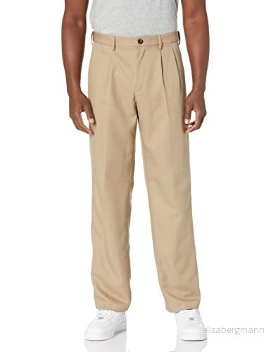 Amazon Essentials herr klassisk passform expanderbar midja veckad klänningsbyxa, kakibrun, 33 B x 34 L 195111844565