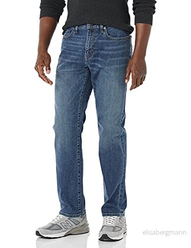 Amazon Essentials mäns rak passform hög stretchjeans, medium tvätt, 33 B x 29 L 195111631950
