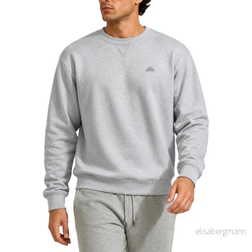 Iron Mountain Återvunnet garn för män miljövänligt anti noppor flexibel bekväm sweatshirt med rund hals mjuk fleece topp tröja, ljusgrå, 3XL 5050217317915