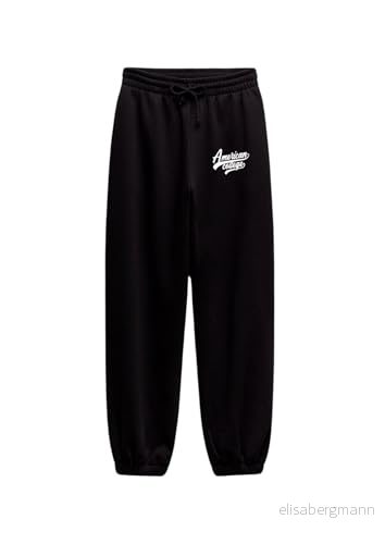 AMERICAN COLLEGE USA Chinos joggingbyxor sport varma kläder blandade män och kvinnor casual modell ACJOGW1 svart S, svart, S 3666052655918