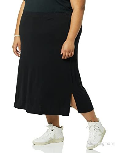 Amazon Essentials stickad midikjol för kvinnor (finns i plusstorlek), svart, 1X 196433137847