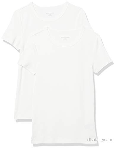 Amazon Essentials Women's Kortärmad T shirt med rund hals smal passform, Pack of 2, Vit, XXL 194223700547