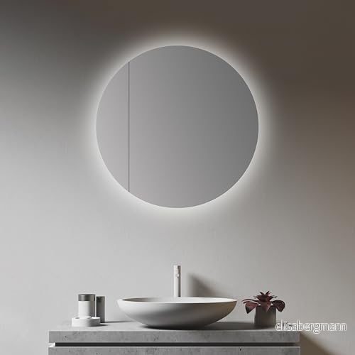 Talos Picasso Style Spegelskåp guld/vitt Ø 60 cm med högkvalitativ aluminiumkropp moderna badrumsmöbler integrerad LED-belysning badrumsspegel praktiskt förvaringsutrymme 4260671851417