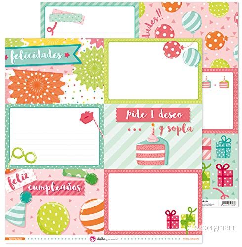 Anita y Su Mundo 37011737 Kollektion Grattis Scrapbooking papper, Stora kort, 30.5 x cm, 5 pack 8413623748112