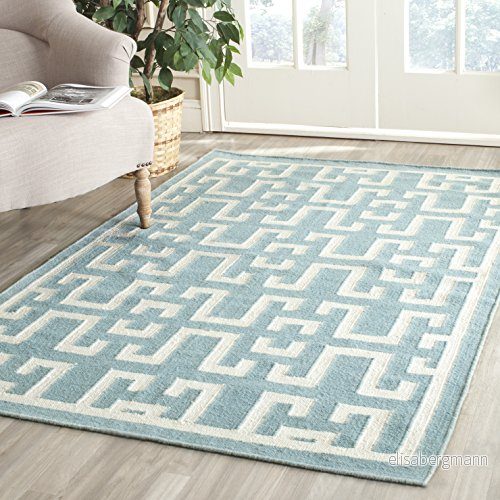 Safavieh Dhurrie matta, DHU621, platt vävt siden, blågrön/elfenben, 120 x 180 cm 683726405658