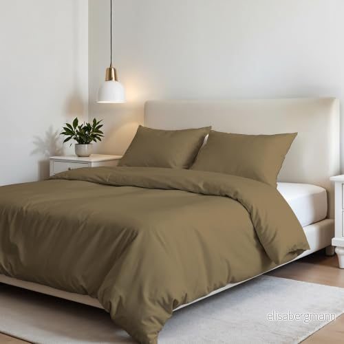 Italian Bed Linen Elegant påslakan, hasselnöt, dubbel 8058575028389