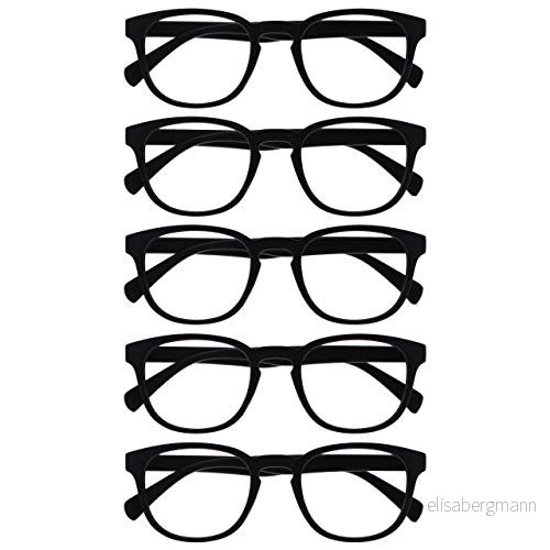 OPULIZE Pop läsglasögon 5 pack roliga runda matt ram svarta fjädergångjärn reptåliga män kvinnor RRRRR2 1 +1,00 5055955357681