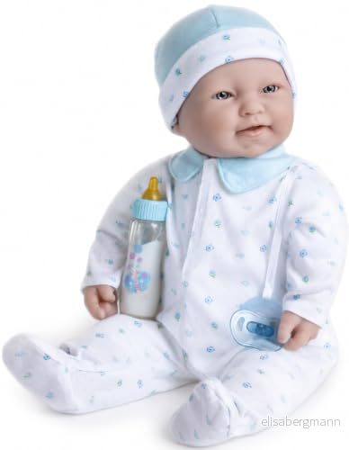 JC TOYS La Babydocka 51 cm med mjuk och tvättbar kropp, magisk flaska napp, blå, designad i Spanien, 2 år 43657153446