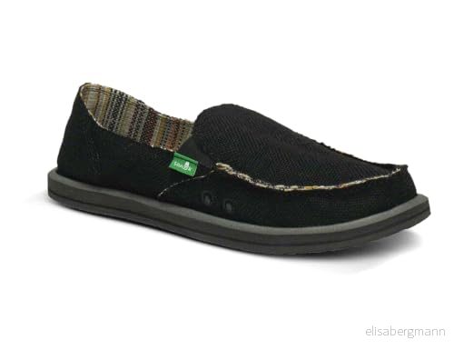 Sanuk Women's Donna Hemp Flat,Black,9 M US 887278797951