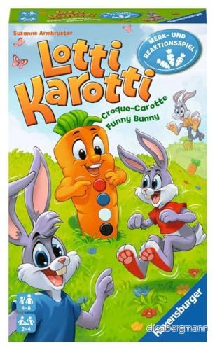 Ravensburger 20961 Lotti Karotti, resespel för 2 4 spelare, från år, kompakt format, resespel, kaninspel, teal/turkos grön 4005556209613