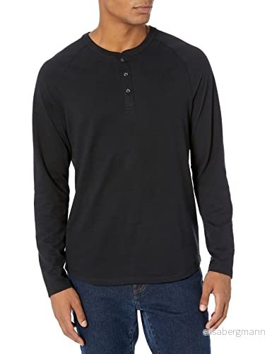 Amazon Essentials Men's Långärmad Henley skjorta med normal passform (finns i Big & Tall), Svart, XL 191770587751