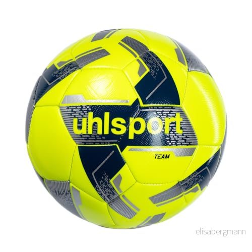uhlsport Team fotboll, spelboll träningsboll, gräsmatta, lämplig för amatör och proffsområde, gul/silver storlek 5 4099803109245