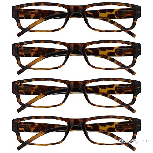 The Reading Glasses Company brun sköldpaddsskal lätt bekväma läsare värde 4 pack designerstil män kvinnor UVR4PK032BR +2,00 5055955305774