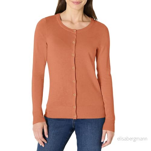 Amazon Essentials Women's Lätt cardigan tröja med rund hals (finns i plusstorlek), Karamell, L 195111560892