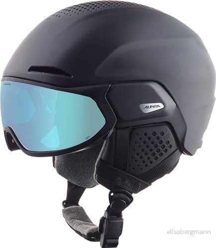ALPINA ORO QV MIPS Individuellt justerbar skid hjälm, med avtagbar foder, särskilt stötabsorberande, idealisk för vuxna - black matt (ice-blue) 51-55 cm 4003692320896