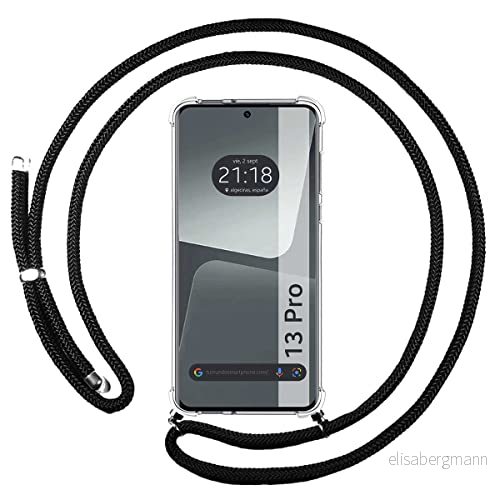 Tumundosmartphone Transparent hängande fodral för Xiaomi 13 Pro 5G med svart Cordon 8434844952645