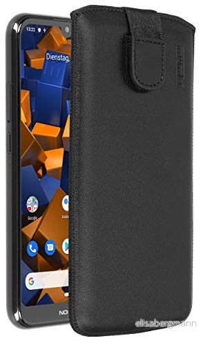mumbi äkta läderfodral kompatibel med Nokia 4.2 skal läder väska Case Wallet, svart 4251657906207