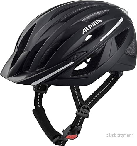 ALPINA HAGA, black matt, 58 63 cm, cykelhjälm för damer och herrar, hög säkerhet komfort med Ergo Flex integrerat ljus 4003692330789