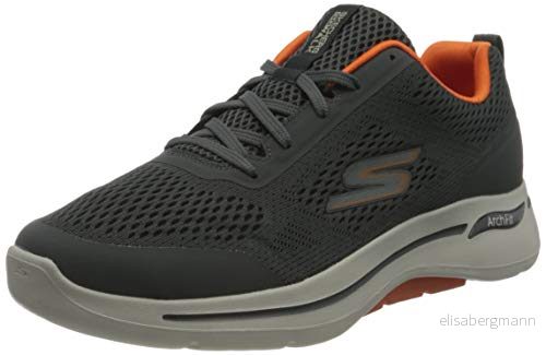 Skechers herr Gowalk Arch Fit Athletic träningssko med luftkyld skumsneaker, Träkol/Orange, 15 194880020422
