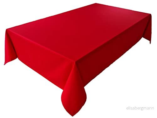 Högkvalitativ bordsduk bordslinne i 100 % bomullskollektion, koncept, färg och storlek valbar (bordsduk oval 150 x 300 cm, röd) 4260585475105