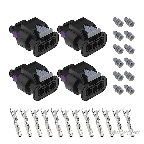 4 st 3 stifts parkeringssensor anslutningspluggar ersättning 4F0973703 kompatibel med VW Audi Pigtail pluggadapter terminaltätningar 4895243556805