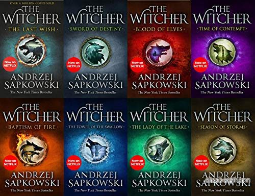Andrzej Sapkowski Witcher Series 8 Books Collection Set Blood of Elves, Time Contempt, Baptism Fire, Tower The Swallow, Lady Lake, Sword Destiny, Season Storms, Last Wish 9780678452530