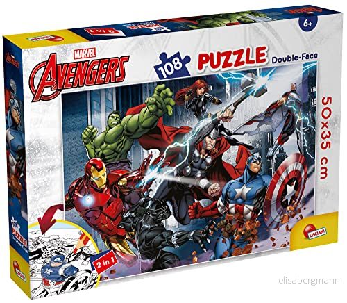 LISCIANI MARVEL pussel DF Plus 108 Avengers Storlek 70x50 Dubbelsidigt Finmotorik och hand öga koordination För barn från 6 år äldre Mångsidigt spel 8008324099719