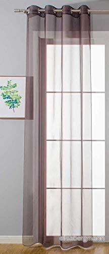 Öljettgardin transparent "Uni" gardin H x B 175 140 cm brun Stores öljetter blybandkant vardagsrum, 20332 cn 4041984849656