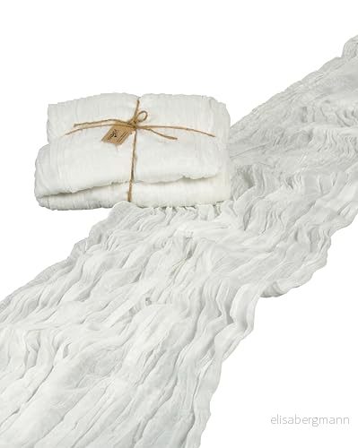 Halbach Seidenbänder bordslöpare, bredd: 70 cm längd: 300 cm, tvättbar bordslöpare för bröllop, födelsedagar eller som bordsdekoration, smal bordsduk i bomullsutseende, färg: naturvit 4015275941008