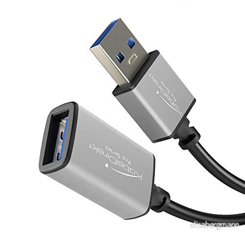 KabelDirekt USB A 3.0 förlängningskabel 2m (USB anslutning till hona, lämpligt för alla portar, svart/rymdgrå) 4260414845147