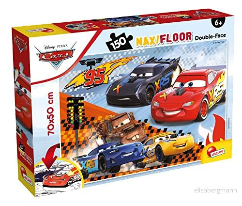 LISCIANI Disney Puzzle DF Maxi Floor 150 Cars Dubbelsidigt pussel bitar Maxiformat 70 x 50 cm Tecknade scener Inlärningsspel För barn från 6 år Tillverkad i Italien 8008324091805