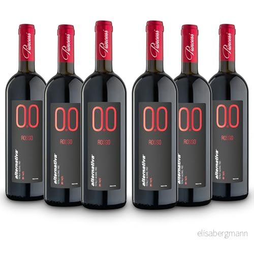 ALTERNATIVA Tinto Alkoholfri 0,0% Paket med 6 Flaskor på 750 ml Premium Italiensk Torrt Rödvin Utan Alkohol Perfekt för Firanden och Gåvor 8388765511552