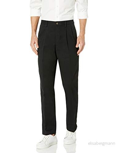 Amazon Essentials herr klassisk passform skrynkelfri veckad chinos byxa för män (finns i stor och hög), svart, 34 B x 36 L 191770160350