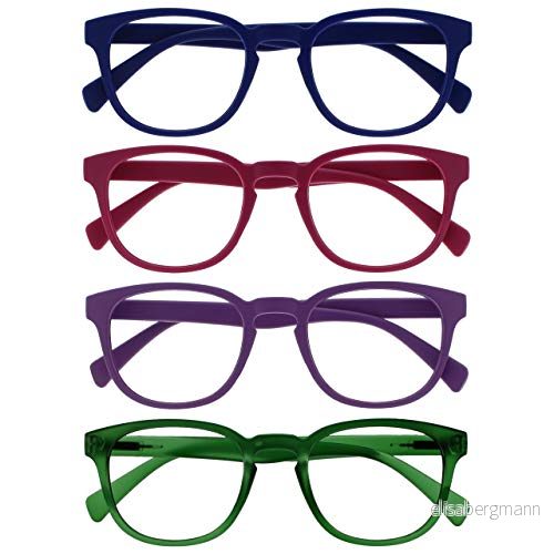OPULIZE Pop läsglasögon 4 pack roliga runda matt ram blå Fuscia rosa lila mossgröna vårgångjärn repbeständiga män kvinnor RRRR2 3456 +2,00 5055955358909